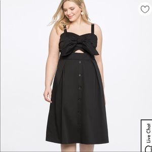 Eloquii tie front cut out strappy button up midi